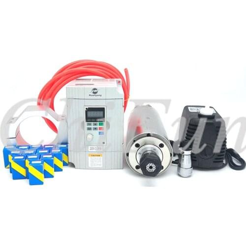 Engraving machine parts ER20 2.2KW 220V inverter kit 3 bearing Water cooled spindle motor + water pump + Motor base