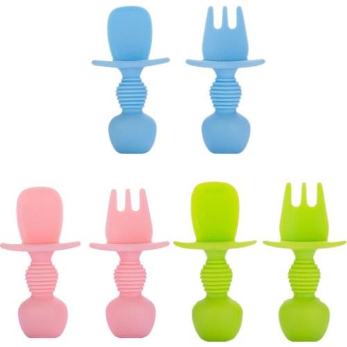 Newborn Baby Food Grade Silicone Childrens Tableware Soft Training Spoon Learn To Eat Baby Feeding Tool