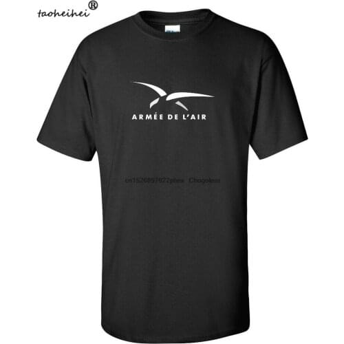 Armee De L' Air French Air Force White Logo Military France Black Cotton T-shirt