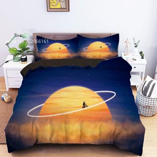2/3 Pieces Artistic Landscape Bedding Set 3D Print Beautiful Scenery Duvet Cover For Children Bed Quilt Cover Decor Bedspread