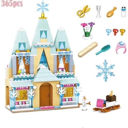 Dream Princess Frozen Castle Elsa Ice Castle Princess Anna Stacking Building Blocks Bricks Toy Compatible With lepinglyed Disney