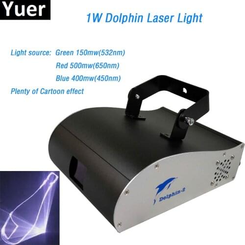 1W Dolphin DMX512 RGB Animation Laser Light laser beams graphics DJ Party Nightclub Professional Wedding Show Stage Lighting