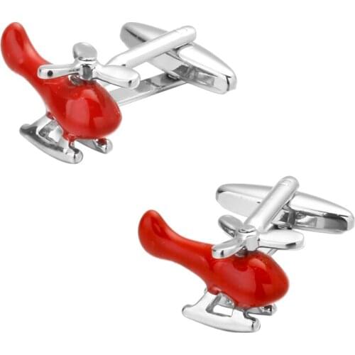 Fashion brand mens shirts Cufflinks Cuff red enamel craft aircraft helicopter Cufflinks wholesale and retail
