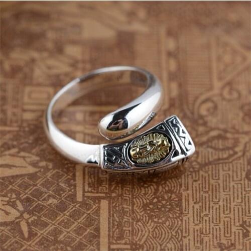 Solid 925 Sterling Silver Virgin Mary Sculpture Open Ring Women Men Vintage Gift for Christian Ring Jewelry FREE SHIPPING