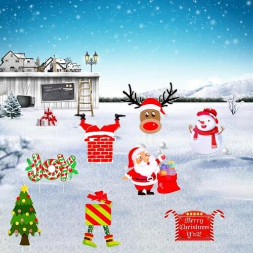 Portable Attractive Xmas SnowmanYard Sign Eco-Friendly Yard Sign Cute for Garden