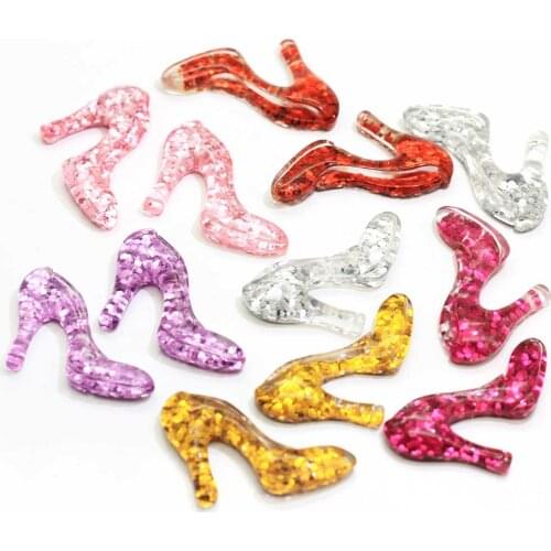 Colorful Resin Cabochons Miniature Glitter Powder High Heeled Shoes DIY Jewelry Accessories Making Handicr