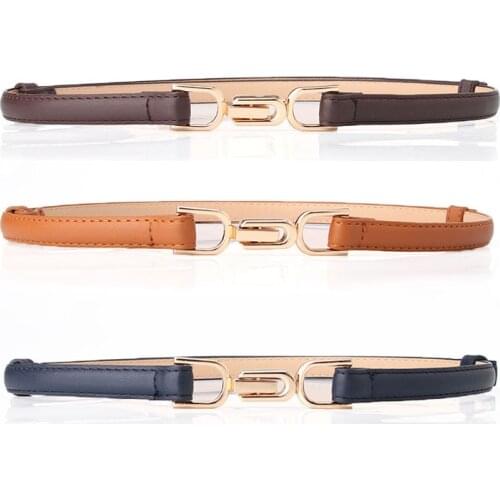 Adjustable PU Leather Ladies Dress Belts Skinny Thin Women Waist Belts Strap Gold Color Buckle Female Belts Pasek Damski
