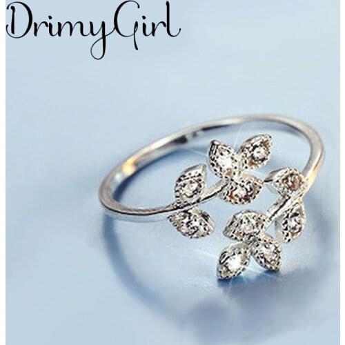 Luxury Brand Crystal Leaf Rings For Women Wedding Statement Jewelry Valentines Gifts Lover Finger Ring 2021