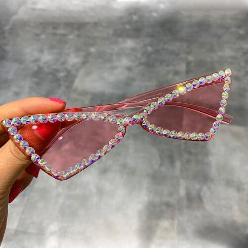 Sexy Cat Eye Sunglasses Women Rimless Vintage Rhinestone Sun Glasses Female Lady Candy Color 2019 Eyewear Triangle Shades UV400