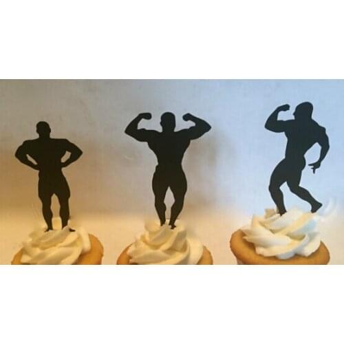 Body Builder Silhouette cupcake toppers Bachelorette Hem night Party Supplies wedding birthday baby shower party toothpicks