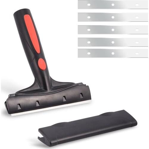 EHDIS Vinyl Car Wrap Stickers Handled Scraper+5pcs 6" Stainless Blade Window Tint Carbon Film Clean Squeegee House Cleaning Tool