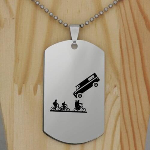 Ufine Hawkins Necklace Friends Bike Bus pendant Stranger Things stainless steel jewelry Customed words or name necklace N456