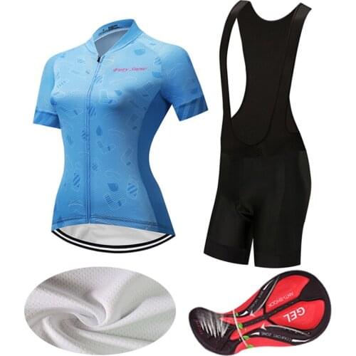 Women Summer Lycra Bicycle Jersey BIB Gel Set 2021 Cycling Clothing Skinsuit Female Road Bike Clothes Shorts Dress MTB Suit Kit