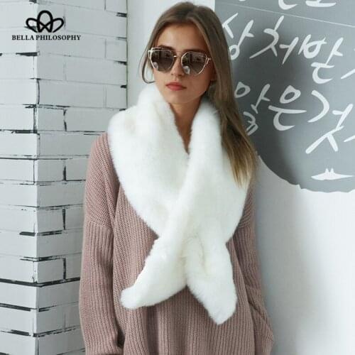 Bella Philosophy Winter faux rabbit fur Women scarf solid fashion Adult female scarf long women street outwear scarf for women