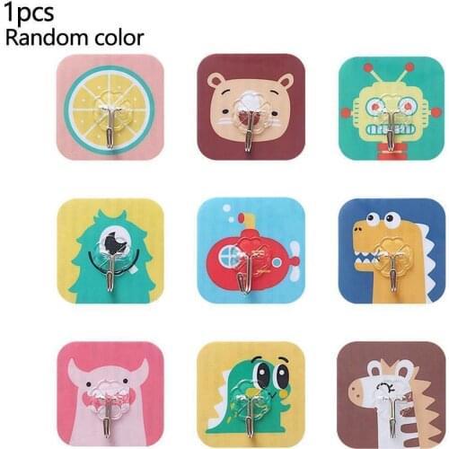 1PC Kitchen Cartoon Sticky Hook Multifunction Storage Rack Bracket Waterproof Wall Hanging Hook Cable Organizer Bathroom Holder