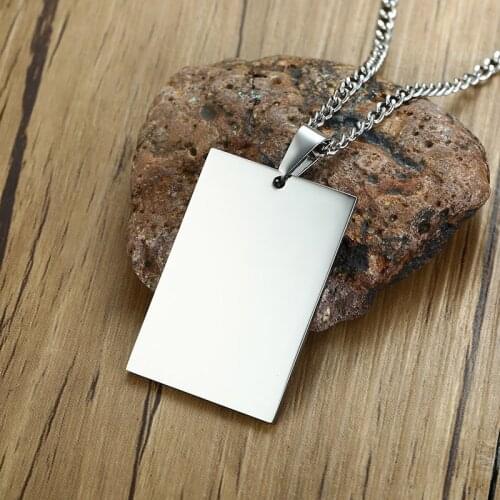 10pcs 40*27mm Stainless Steel Rectangular Polished Tag Pendant LOGO Tags End Tail for Necklace Bracelet DIY Jewelry Finding