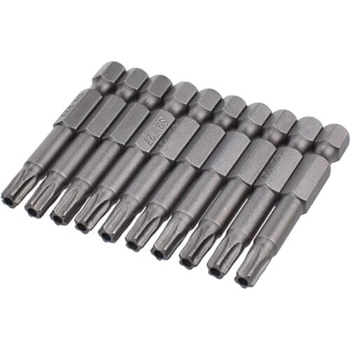 10pcs Torx Bits for Screwdriver Bit Set 5-stars Bits Set Screwdriver Tips Driver Electric Drill Power Tools Torx Set 1/4" 50mm