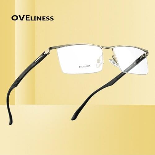 2020 Titanium Alloy eyeglasses mens eye glasses frame men 2020 Square Myopia Prescription Clear glasses male Half Metal eyewear