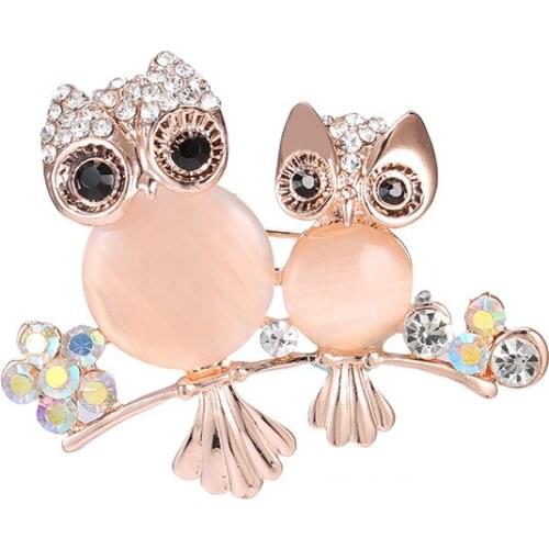 2021 Retro Brooch Owl Rhinestone Crystal Pearl Brooch Women Trendy Elegant Pin Party Wedding Accessories