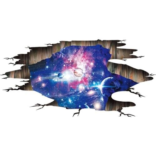 Universe Starry Sky Planet Cartoon 3D Wall Stickers Living Room Bedroom Childrens Room Decoration Wall Decals Mural Wallpaper