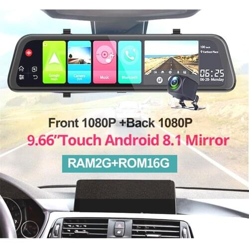 4G Dash Cam 9.66 inch Car Rearview Mirror Android 8.1 FHD Auto Recorder GPS Navigation Dash Camera Rear View Mirror Car DVR