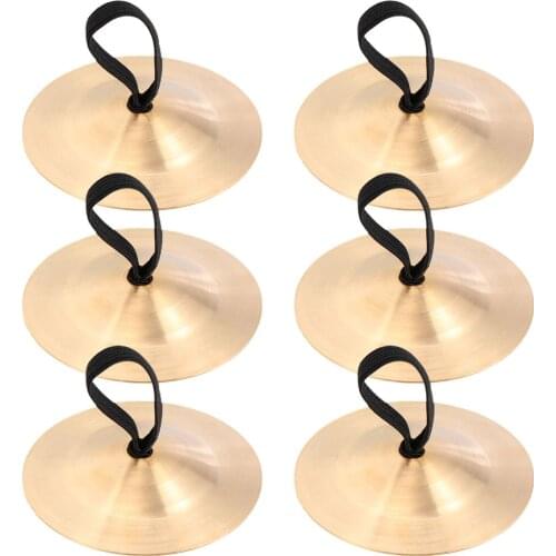6pcs Musical Instrumen Belly Dance Copper Finger Cymbals Percussion Cymbals Dancing Props Percussion Instrument (Golden)