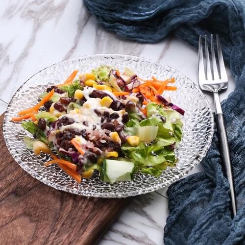 7 inch, rain-drop embossed glass cake plate, creative sushi plate, wedding fruit dessert plate, borden service kitchen food dish