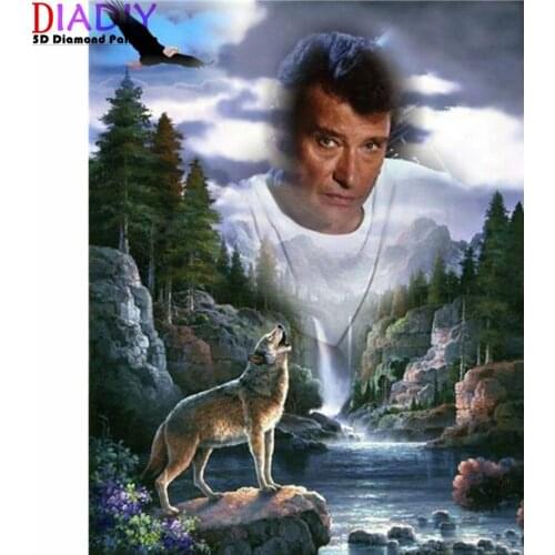Wolf eagle Diamond embroidery 5d diy"Johnny Hallyday"diamond painting mosaic puzzle picture of rhinestones cross-stitch