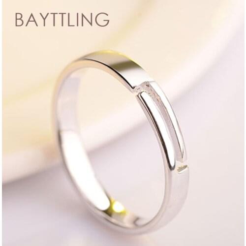 BAYTTLING S925 Sterling Silver Fine Glossy Open Ring For Woman Men Fashion Charm Wedding Jewelry Gift