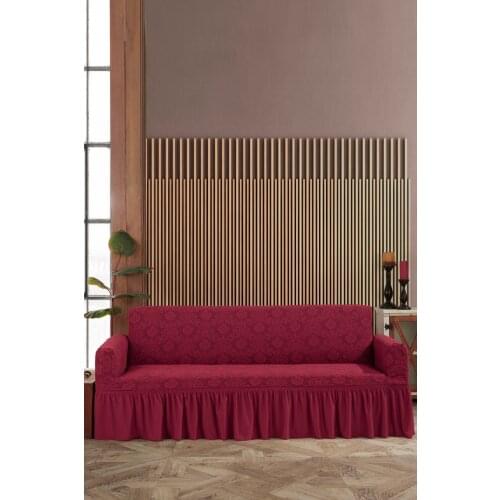 Burgundy 3 Personality Jacquard Skirted Seat Sofa Cover Couch Furniture Living Room Luxury