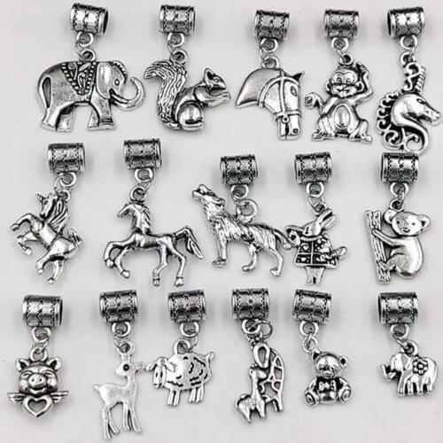 Fast delivery Wolf cow pig deer elephant rabbit horse fox koala tiger monkey unicorn squirrel Charm Pendant Bracelets&Necklace