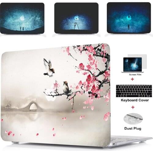 4in1 Tablet Shell Pouch Color Printing Hard Case Cover For New Apple Macbook Air Pro Retina Touch Bar & ID 11 12 13 15 inch