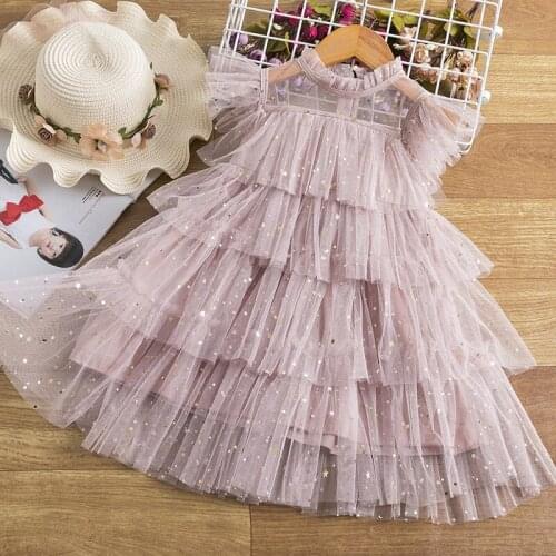 Summer New Fairy Dress Stars Sequined Cake Net Yarn Childrens Pettiskirt Princess Dress