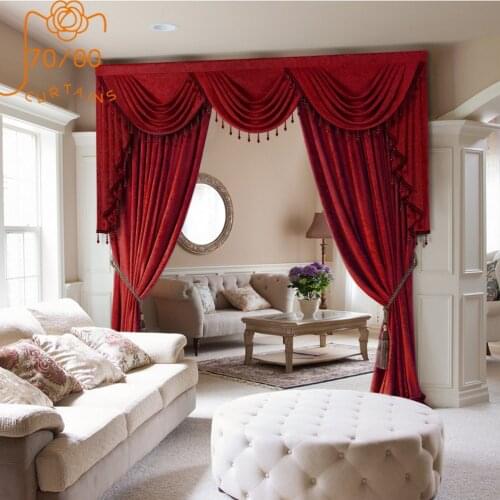 European Style Drapery Curtain Finished Window Valance Finished High-end Custom Blackout Curtains for Living Room Bedroom