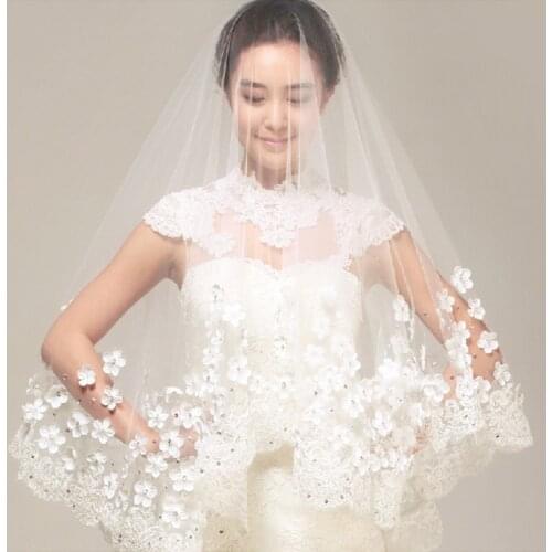 Bridal veil white petals beaded cathedral veil 3M/5M wedding accessories veil woman wedding photography veil party dress matchin