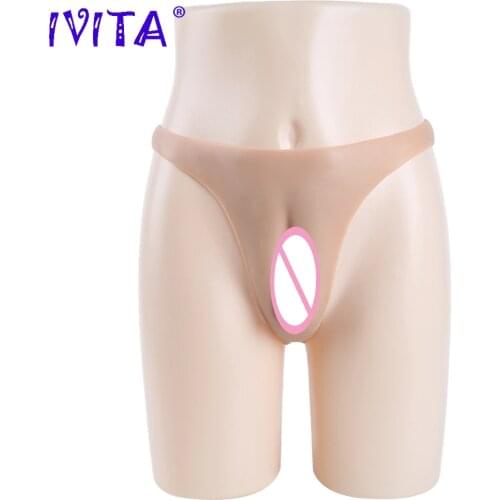 IVITA Realistic Silicone Fake Vagina Artificial Silicone Buttocks Enhancement Vagina Transgender For Crossdresser Shemale Panty