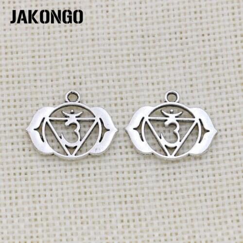 JAKONGO Antique Silver Plated Yoga Charms Pendant for Jewelry Making Bracelet Accessories DIY Handmade 17x21mm 20PCS/lot