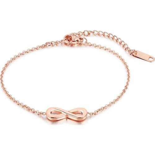Trendy Infinity Womens Charm Bracelets Rose Gold Color Srainless Steel Classic Link Chain Bracelet Jewelry B18091