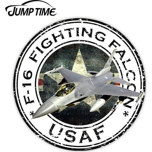 JumpTime 13cm x 13cm USA F-16 Fighting Falcon USAF U.S.A.F. Military Seal Sticker Round Flag Laptop Book Motorcycle Helmet Door