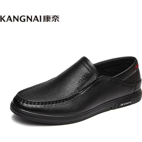 KANGNAI Men Loafers Moccasins Genuine Leather Formal Casual Shoes Mens Breathable Slip-On Female Driving Shoes