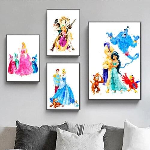 Disney Art Cartoon Characters Canvas Paintings Princess Posters and Prints Wall Art Pictures for Living Room Home Decoration