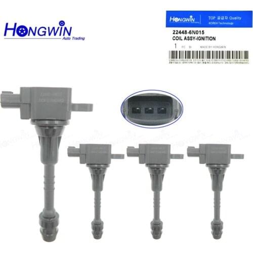 4 Pcs 22448-6N015 Ignition Coil For Nissan Almera Sentra 1.6L 1.8L 2001-2006 224486N015 22448-6N002 22448-6N010 22448-6N012