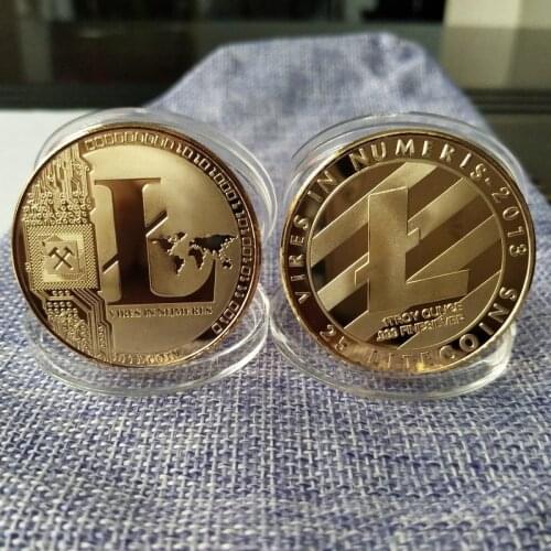 40*1.5mm Creative Souvenir Gold Plated Litecoin Collectible Gift Art Collection Physical Sliver Commemorative Replica Coin