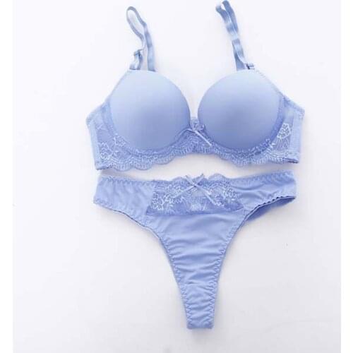 Womens Underwear Set Lace Sexy Push-up Bra And Panty Sets Bow Women Bra Brief Set Brassiere Lace Bra Adjustable Deep V Lingerie