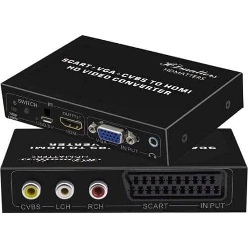 HDmatters composite AV VGA Scart to HDMI converter Switcher adapter RCA+VGA+Scart in to HDMI out for PC laptop and more