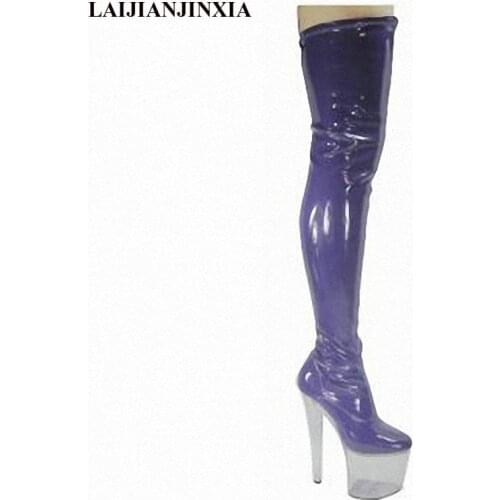 LAIJIANJINXIA Night Club Party Queen Boots Over The Knee 20CM High Heels Women Boots Sexy Thin Heels Shoes Dance Shoes A-032