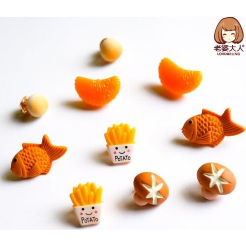 Lovdarling Summer New Emulational Creative Snapper Fried Orange Mushroom Shaped Brooch Wardrobe Malfunction Proof Pin Jewelry