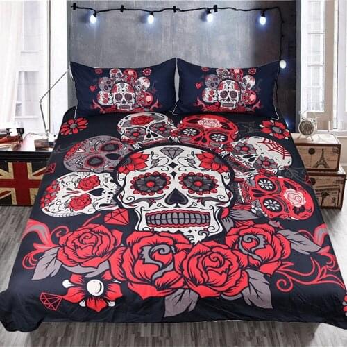 Skull Duvet Cover Set 3D printing Comforter Cover Microfiber Fabric Soft Bedlinen Bedding Sets