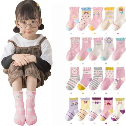 5 Pairs/lot Cute Cartoon Baby Girls Socks Winter Thicken Soft Kawaii Infant Toddler Socks Cotton Baby Boy Sports Socks for 1-12Y
