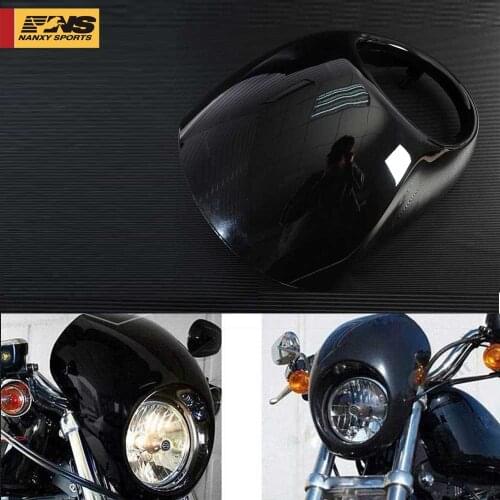 Motorcycle Gloss Black Front Cowl Fork Headlight Fairing Mask For Harley 883 48 1200 Front Fork Mount Dyna Sportster Head light